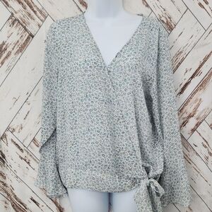 LOFT Faux Wrap Floral Print Blouse